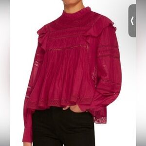 Isabel Marant Burgundy Ruffled Blouse